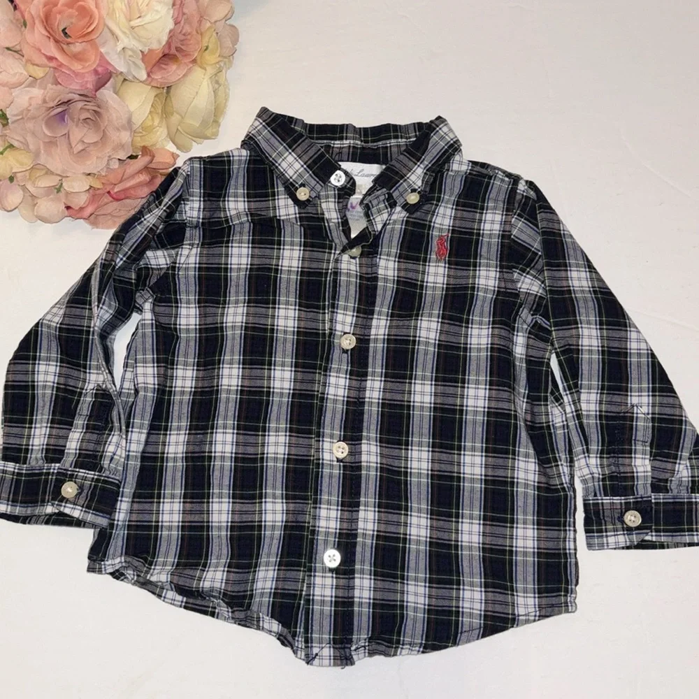 Ralph Lauren Plaid Cotton Poplin Shirt 9M Boys Ralph Lauren 9 month plaid